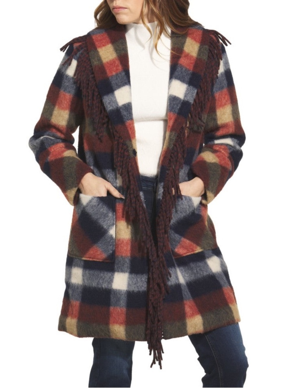 TRIBAL Fringe Pea Coat